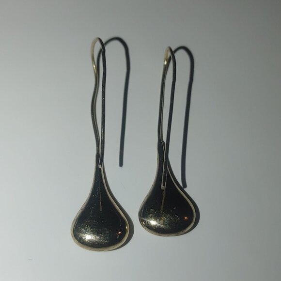 Teardrop Hook Earrings Long Sterling Silver Inch and Half Adjustable Bends - Picture 9 of 11